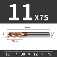 Frez TiSiN 4 ostrza Z-4 do stali nierdzewnej do 55HRC Roz. Ø11x30x12Dx75L