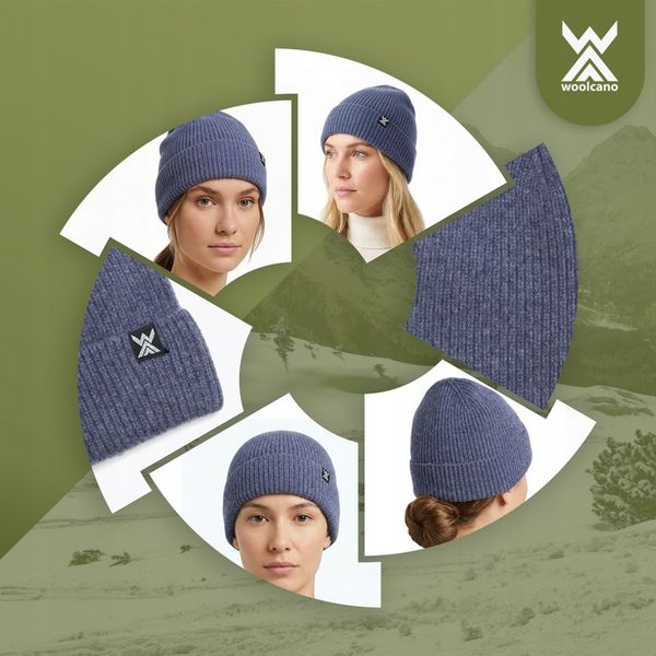 Czapka WOOLCANO MERINO 100% HAT0440 granatowy U zdjęcie 6