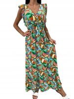 Sukienka zielona damska letnia maxi wiskoza S/M