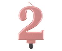 Świeczka na tort cyfra 2 różowe złoto urodziny