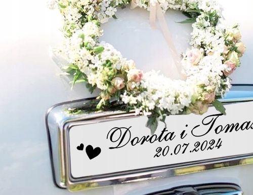 Ślubne TABLICE tablica ślubna na ślub na samochód 2 szt. NIEPRZEMAKALNE na Arena.pl