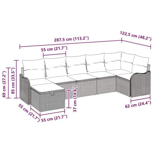 Zestaw Sof na Ogród 7 pcs beżowo-kremowy 287.5 x 122.5 x 85 cm na Arena.pl