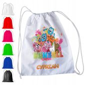 WOREK PLECAK SPORTOWY NA WF DLA DZIECI - GUMBALL + IMIĘ! BAJKA DARWIN LARRY