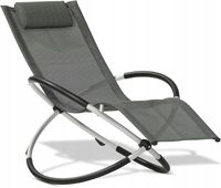 Wygodny Aluminiowy SKŁADANY Fotel LEŻAK Ogrodowy Plażowy BUJANY Antracytowy