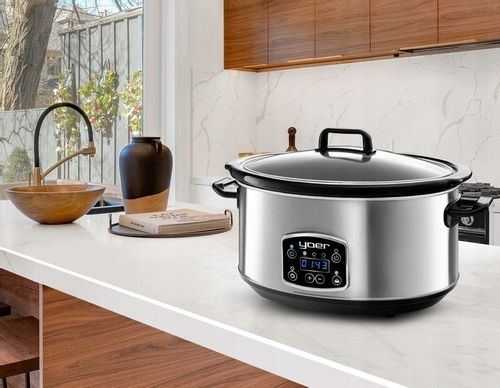 Wolnowar Slow Cooker Garnek ceramiczny 6,5L Yoer 320W INOX LCD +Programator na Arena.pl