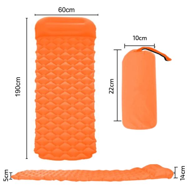 Materac jednoosobowy z pompką pomarańczowy zdjęcie 6