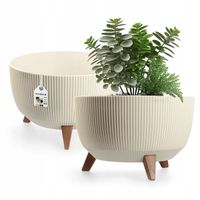 DONICZKA DONICA OSŁONKA NA NÓŻKACH WKŁAD KWIETNIK 40cm KREMOWA MISA OKRĄGŁA