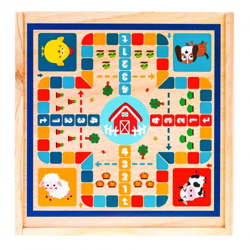 Drewniany Zestaw Gier Planszowych 6W1 Dla Dzieci Trylma Węże I Drabiny na Arena.pl