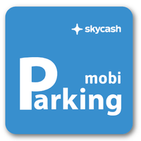 Naklejka Parkingowa Parkuję z MOBI PARKING SKYCASH na szybę od wewnątrz 5x5