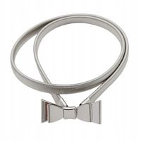 Pasek damski sprężynka kokardka 3D kolor srebrny 5cm