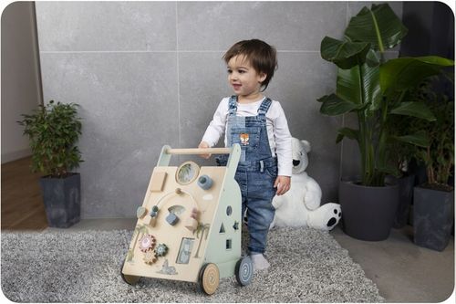 Drewniany chodzik dla dziecka pchacz sensoryczny jeździk do zabawy Nukido na Arena.pl