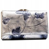 Peterson skórzany portfel na bigiel damski motyle z RFID STOP