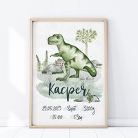 Plakat Metryczka Tyranozaur P275- rozmiar plakatu 40 cm x 50 cm
