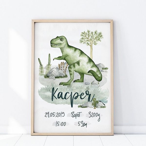 Plakat Metryczka Tyranozaur P275- rozmiar plakatu 50 cm x 70 cm zdjęcie 1