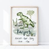 Plakat Metryczka Tyranozaur P275- rozmiar plakatu A3 (29,7 cm x 42 cm)