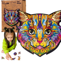 Puzzle Drewniane Układanka Kot Kotek Kolorowy  Pua4-01725 Puza4-01725