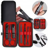 ZESTAW DO PEDICURE MANICURE PAZNOKCI 8 EL ETUI PILNIK PĘSETA CĄŻKI NOŻYCZKI