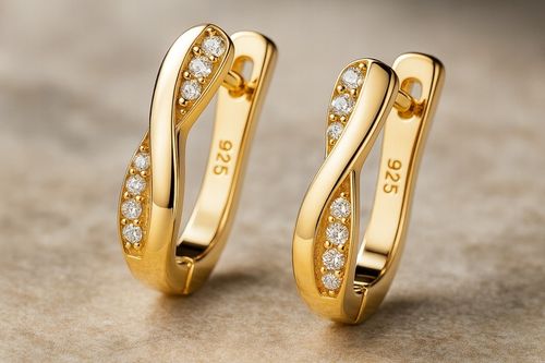 Kolczyki srebrne angielskie damskie kolczyki srebro próba 925 pozłacane na Arena.pl