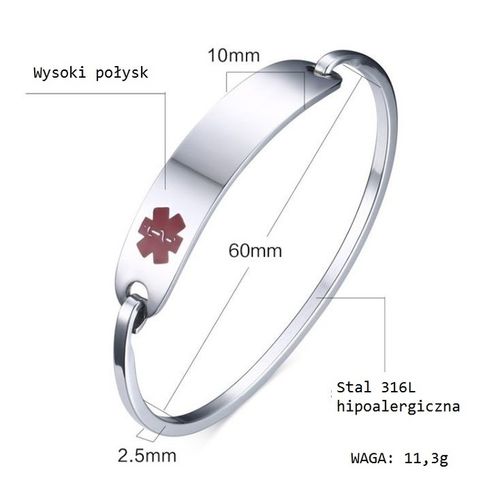 Bransoletka MEDYCZNA BANGLA z Twoim GRAWEREM na Arena.pl