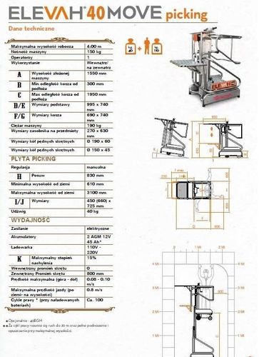 Podnośnik samojezdny Elevah 40 MOVE PICKING na Arena.pl