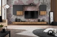 Pan Igiełka Meblościanka Antracyt Dąb Bijoux Loft Kompaktowa Vieri Grande