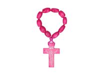 Różaniec drewniany na palec dziesiątka - różowy