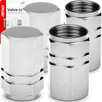 ALUMINIOWE NAKRĘTKI KAPTURKI NA WENTYLE CHROM 4 SZT NAKŁADKI ZAŚLEPKI