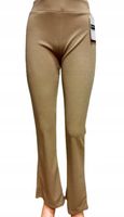 Spodnie eleganckie modne dzwony damskie elastyczne bawełna 2XL BEŻOWE