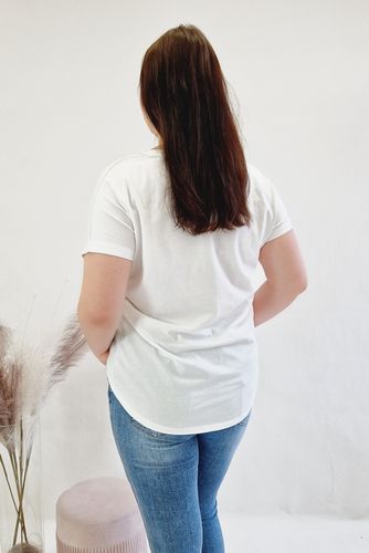 Bawełniana Koszulka z Aplikacją Niebieskiego Misia Biała UNI na Arena.pl