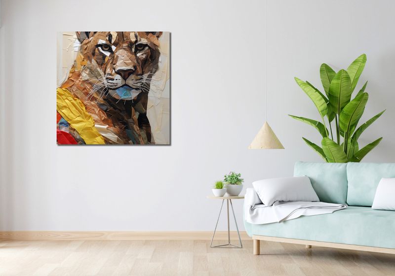 Obraz 90x90cm Papierowy Tygrys zdjęcie 2