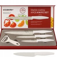 ZESTAW 3 NOŻY KUCHENNYCH Z OBIERACZKĄ NOŻĘ SUPER OSTRE ZESTAW W ETUI 4 el