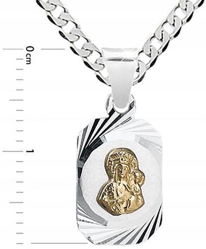 SREBRNY ZESTAW ŁAŃCUSZEK PANCERKA I MEDALIK KOMUNIJNY MATKA BOSKA na Arena.pl