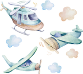 zestaw NAKLEJEK na ścianę SAMOLOTY do pokoju dzieci M