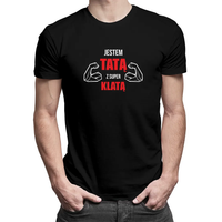 Jestem tatą z super klatą - męska koszulka z nadrukiem Czarny XXXL T-shirt