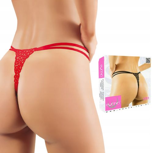 EWANA 081 seksowne stringi z paseczkami czerwone M na Arena.pl