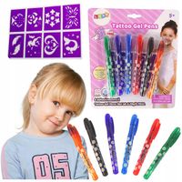 DŁUGOPISY pisaki ŻELOWE z BROKATEM do TATUAŻY zestaw NA DZIEŃ DZIECKA