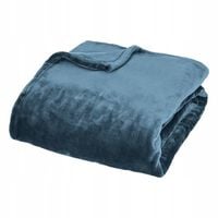 NARZUTA NA KANAPĘ GRANATOWA KOC MIĘKKI CIEPŁY FLANELOWY CUDDLY 130 X 180 CM