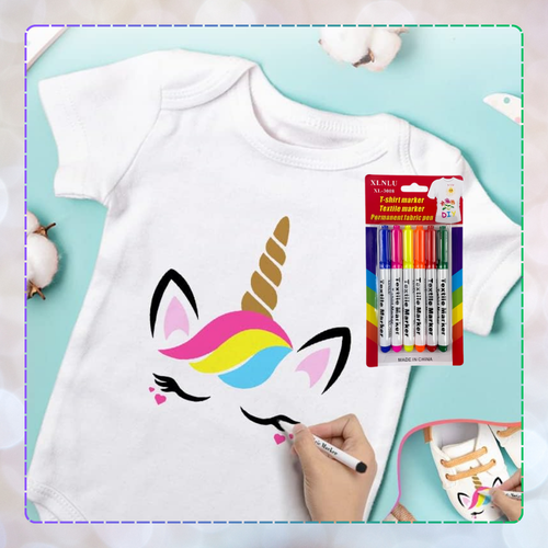 pisaki do tkanin ubrań koszulek markery flamastry mazaki zestaw 6 kolorów na Arena.pl