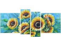 120CM 55 OBRAZ 4 ELEM SŁONECZNIKI NIEBIESKIM ŚCIENNY