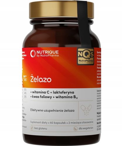 Suplement diety - Żelazo - 60 kapsułek - Nutrique na Arena.pl