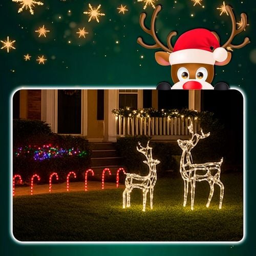 Renifer Świąteczny 144 LED Świetlna JELONEK Ozdoba Do Ogrodu Biały Ciepły na Arena.pl