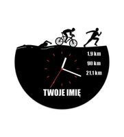 Zegar ścienny z płyty winylowej Triathlon 1/2 IM z imieniem 75.8