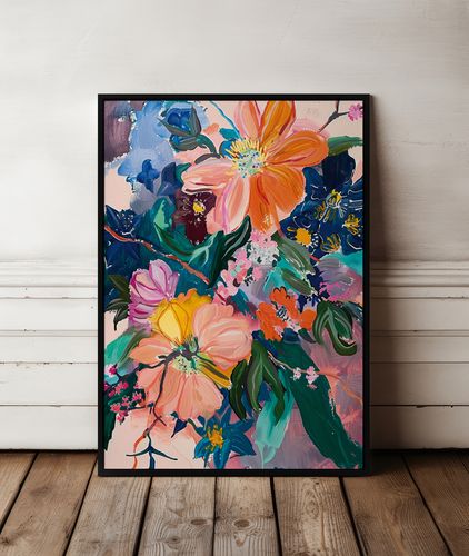 Plakat w ramie abstrakcja kwiaty 30x40 cm w czarnej ramie na Arena.pl