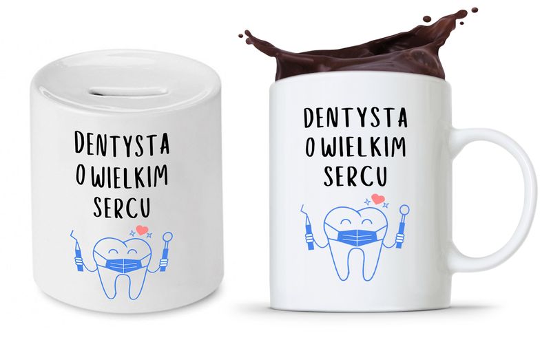 Zestaw Dla Dentysty Stomatologa Kubek + Skarbonka Z Nadrukiem Ze Zdjęciem zdjęcie 1