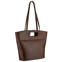 brązowa shopperka damska wykonana ze skóry ekologicznej, jednokomorowa