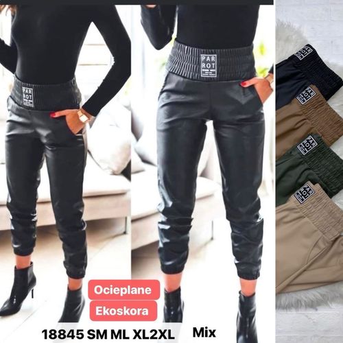 SPODNIE JOGGERY BUTELKOWA ZIELEŃ OCIEPLANE WYSOKI STAN PARROT MIEGO M/L na Arena.pl