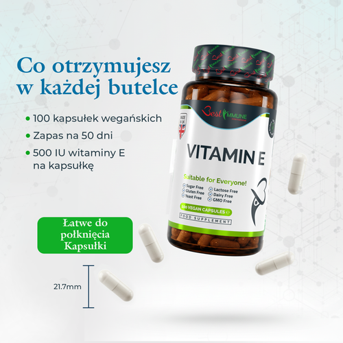 Witamina E 500IU Naturalna Ulepszona Formuła Biodostępna na Arena.pl