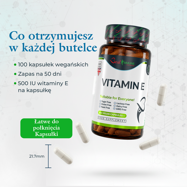 Witamina E 500IU Naturalna Ulepszona Formuła Biodostępna zdjęcie 7