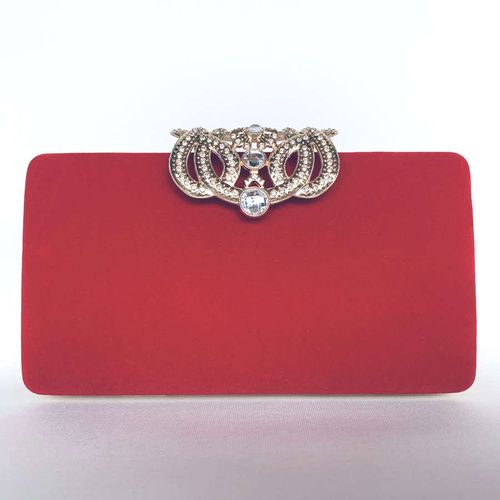 Elegancka torebka wizytowa z ozdobnym zapięciem czerwona na Arena.pl