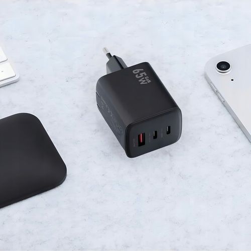 ŁADOWARKA SIECIOWA SZYBKA 65W GaN USB 2x USB-C PD QC 4.0 MOCNA UNIWERSALNA na Arena.pl